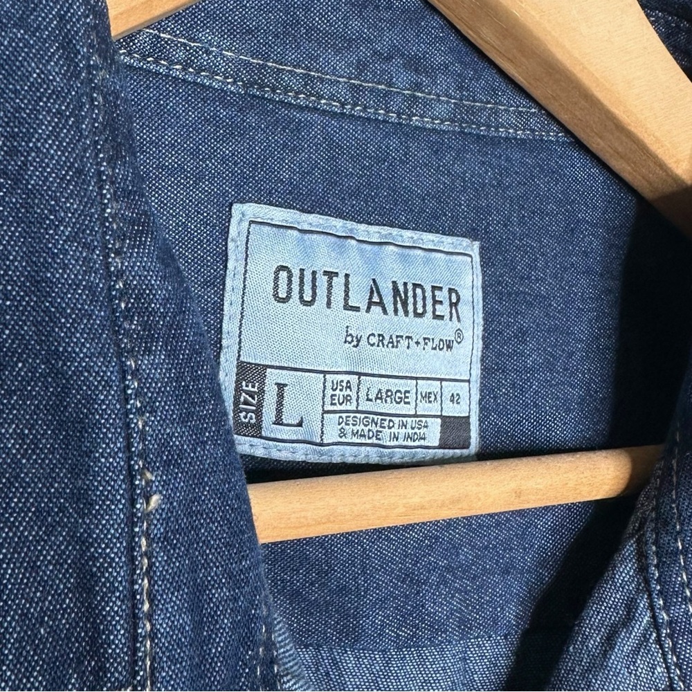 Outlander Western Denim Pearl Snap Shirt - Picture 6 of 8